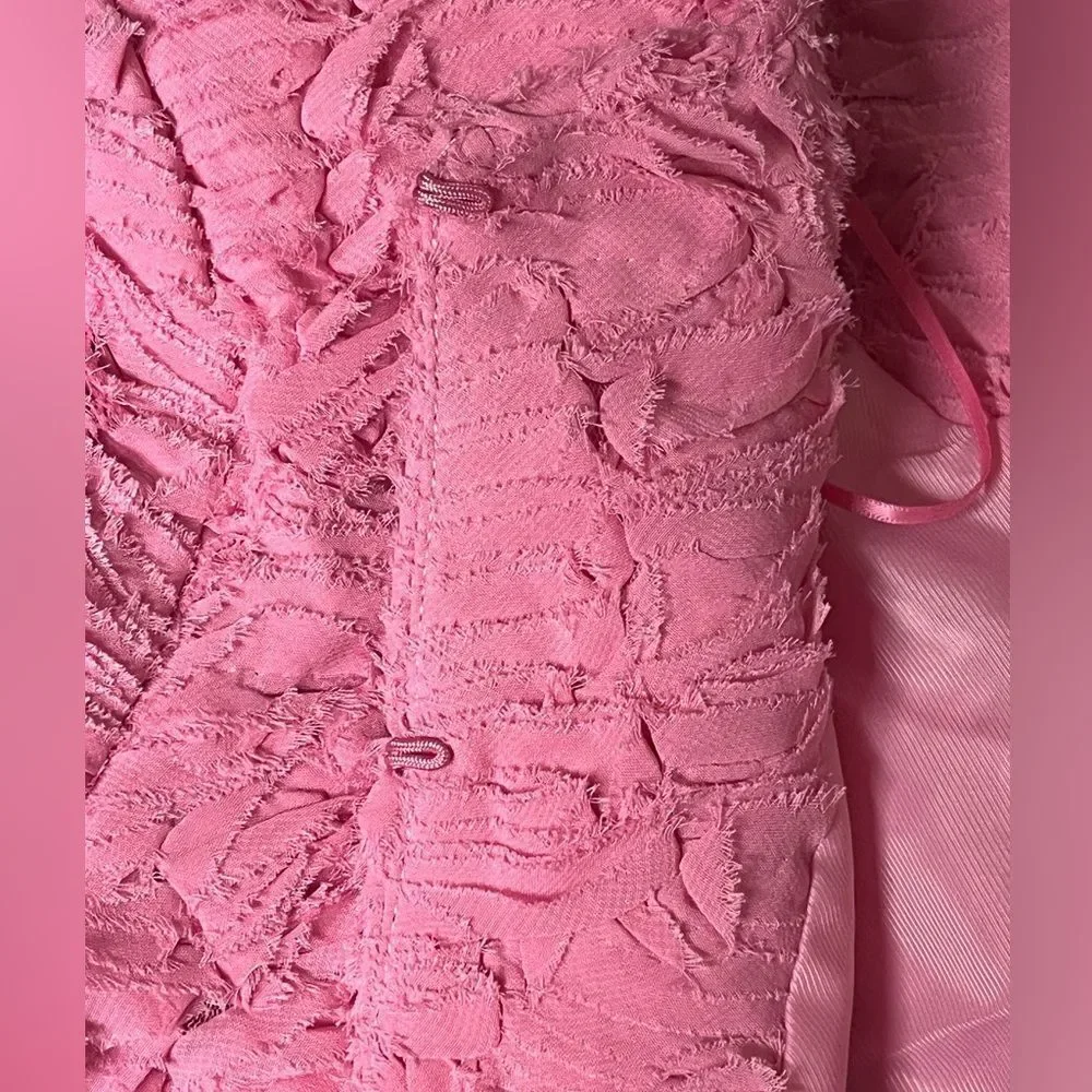 NWT Massimo Dutti Pink Textured Blazer Crop Jacket Sz Small RARE